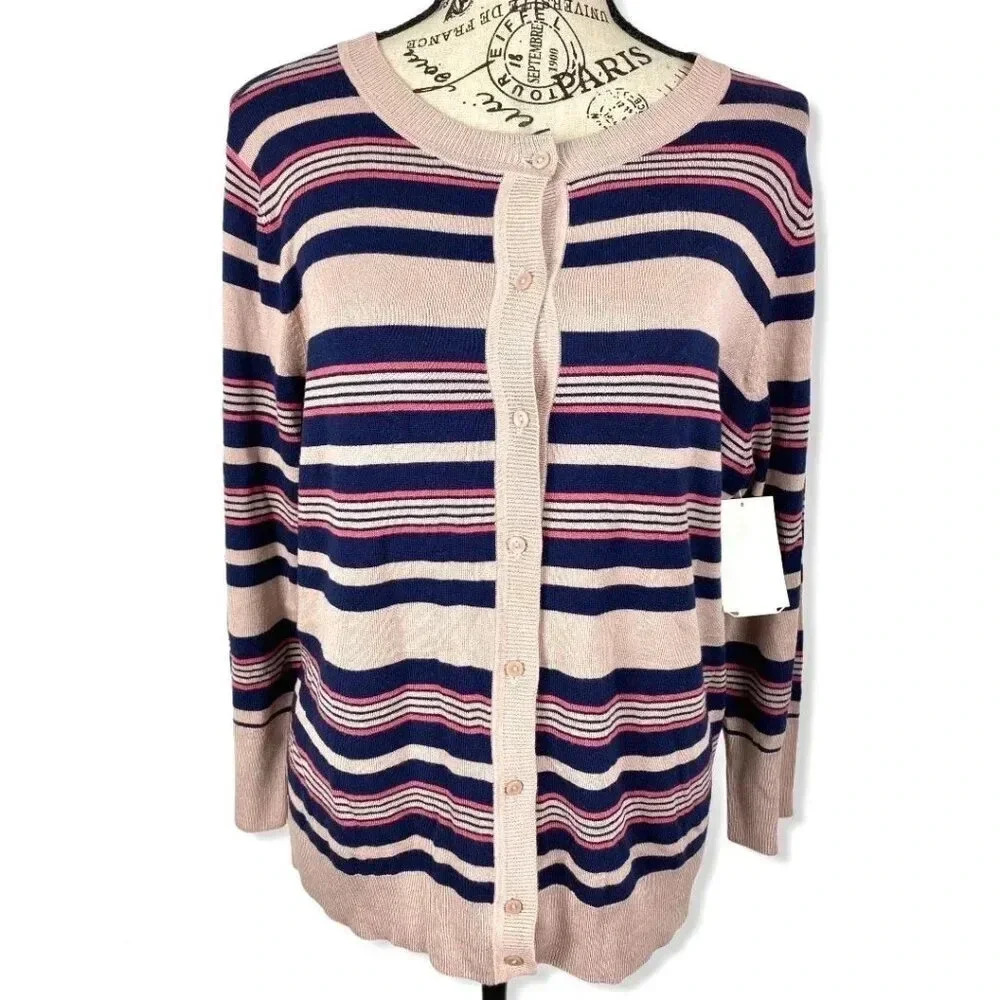 Halogen, Stripes Button Down Cardigan, Medium - image 1
